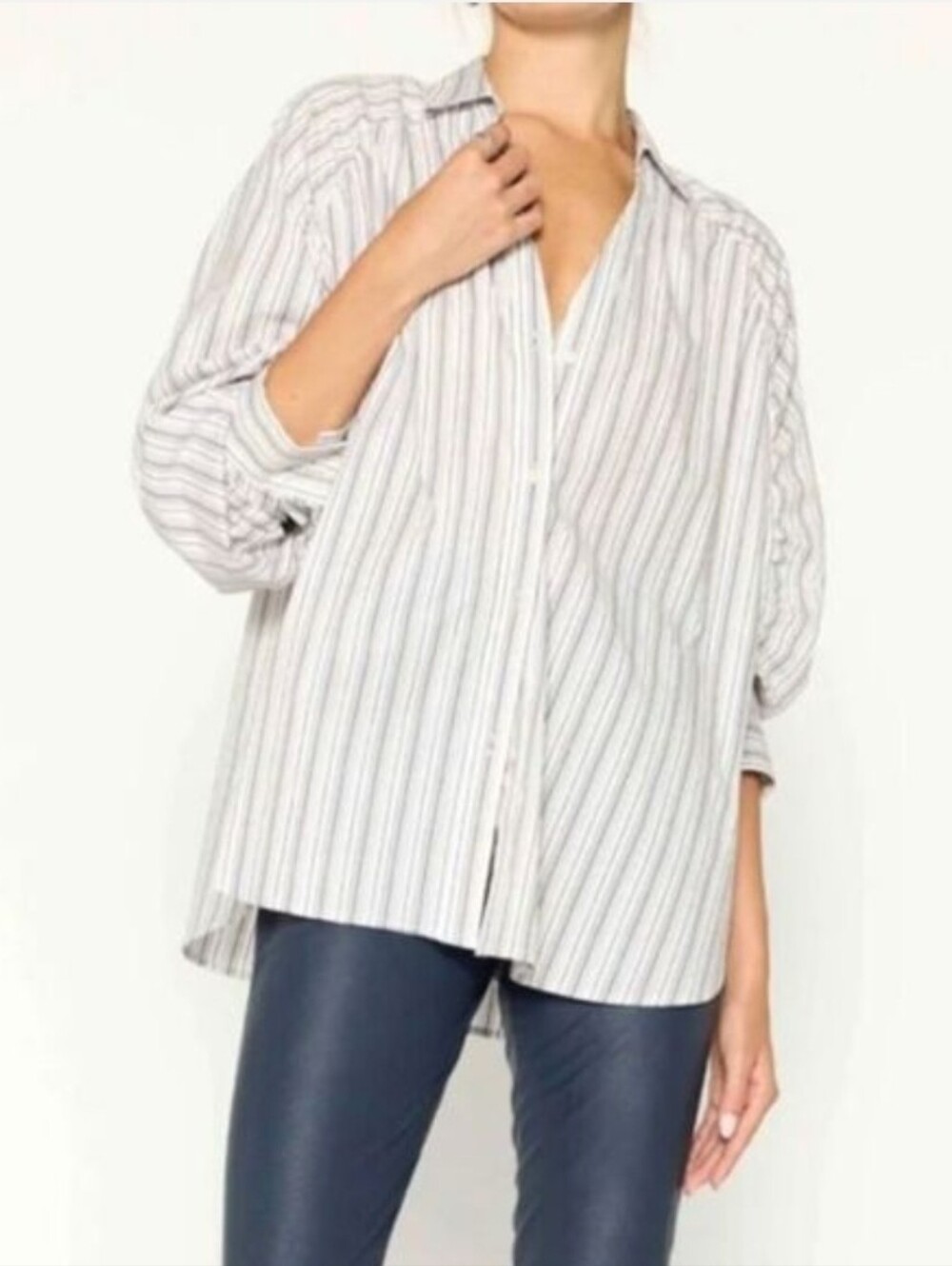 Brochu Walker | L | The Tanner Stripe Blouse Tempest Stripe oversized sleeve